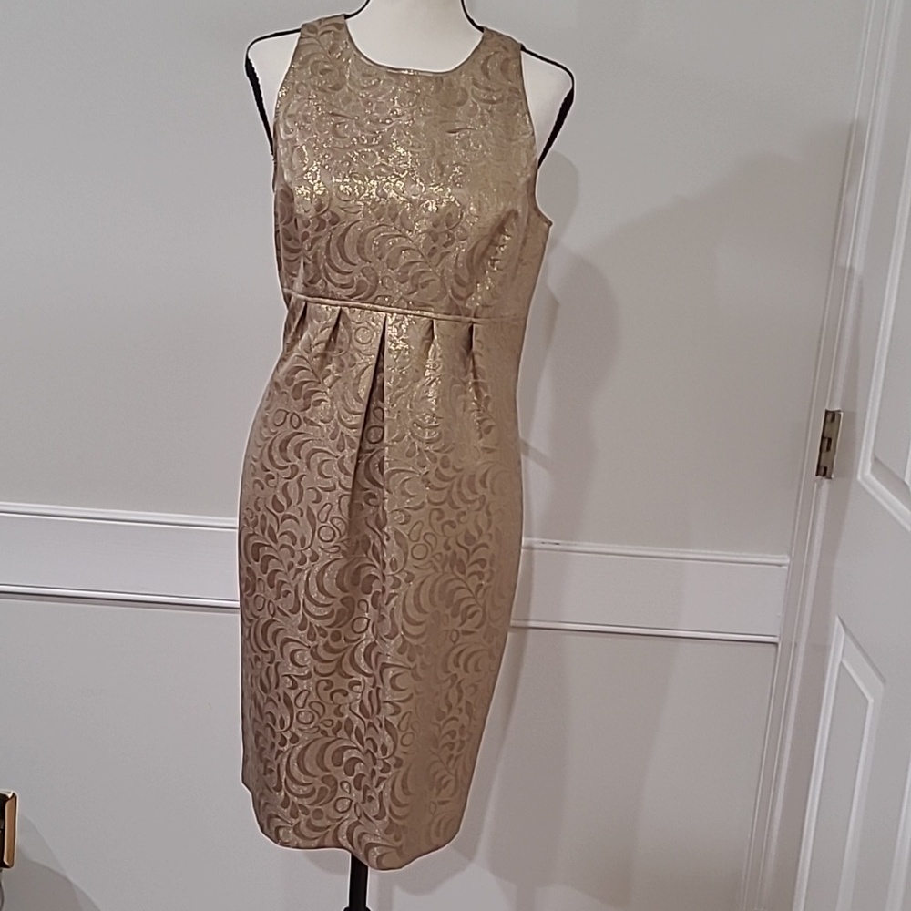 Jones New York Rose Gold Jacquard 1990 Vintage Dress